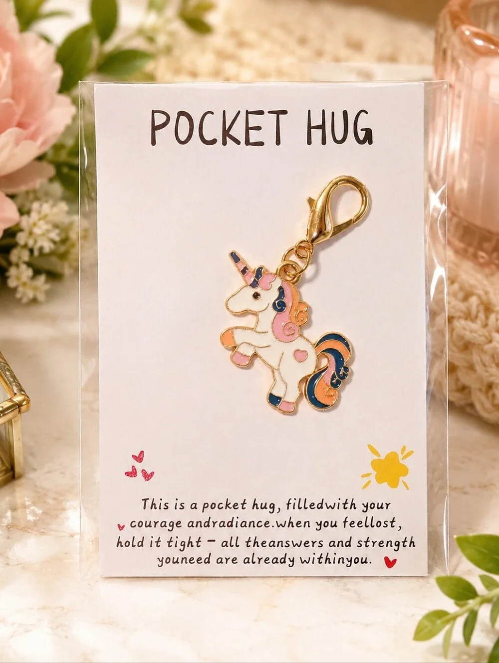 Sweet Pastel Unicorn Pocket Hug Charm 🦄🌈